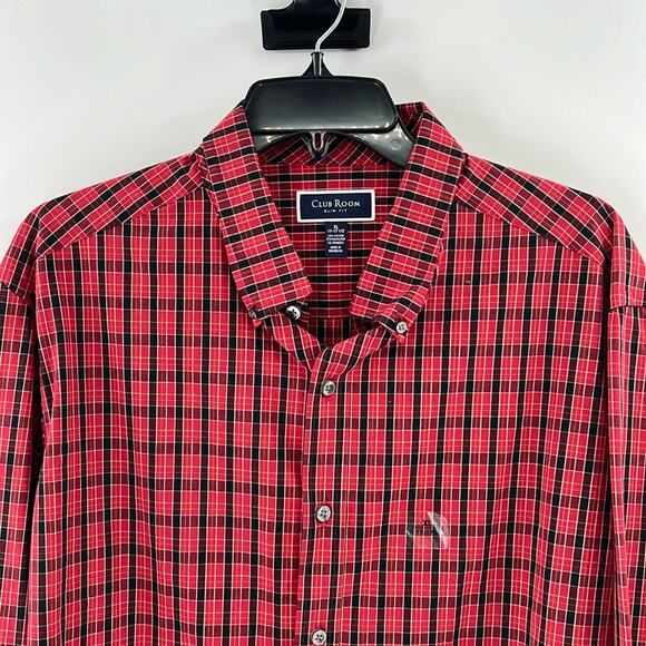 Club Room Men's Slim Fit Long Sleeve Button Front Shirt - Red Plaid - XL - NWT - Picture 1 of 4